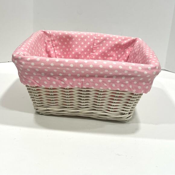 Pottery Barn Kids Pink Mini Dot Sabrina basket liner 12”x6” M medium x2 SET - Picture 1 of 9